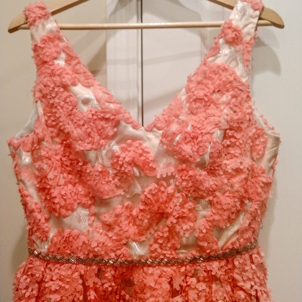 V-neck 3D floral Dress